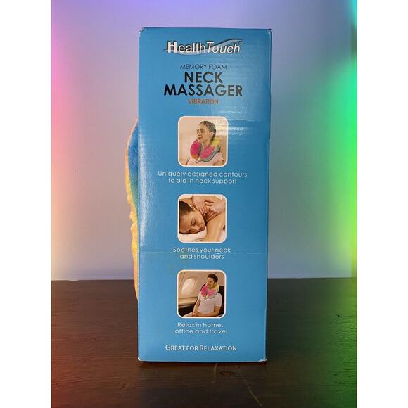 Health Touch Memory Foam Neck Massager Vibration Travel Pillow - Picture 2 of 8